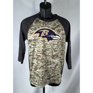 Mens The Nike Tee Dri-Fit On Field Apparel Baltimore Ravens Camo 3/4 Sleeve Sm